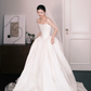 Strapless Satin Wedding Gown, Minimalist A Line Bridal Dress with Long Train  NV7348