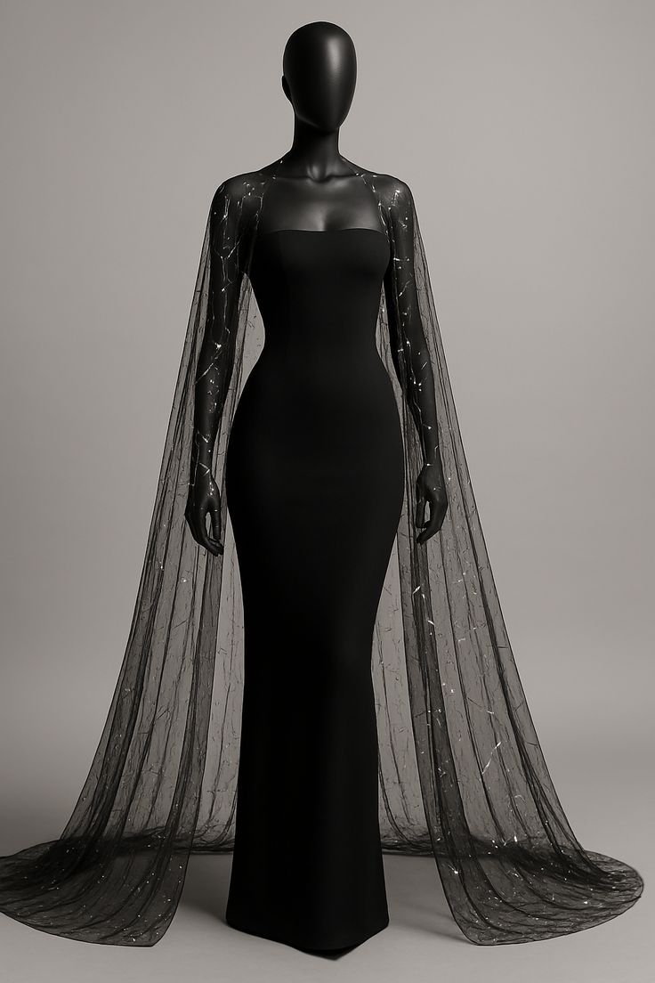 Black elegant tulle satin floor-length tight long prom dress evening dress nv5124