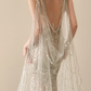 Halter Sweetheart Sheer Mermaid Wedding Dress Beaded Tassel Tulle Train  NV7141