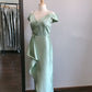 Green fashion simple elegant long satin ball gown evening dress wedding mother of the party dress bridesmaid dress prom dress nv3887