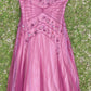 NiceVestidos--Pink beaded mid-length homecoming dress prom dress NV5692