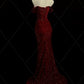 Elegantes Meerjungfrau-Abendkleid mit Herzausschnitt und Schlitz in Rot mit Pailletten, lang, Ballkleid nv4151