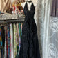 Black lace V-neck low-cut sexy elegant long ball gown evening dress  prom dress nv2954