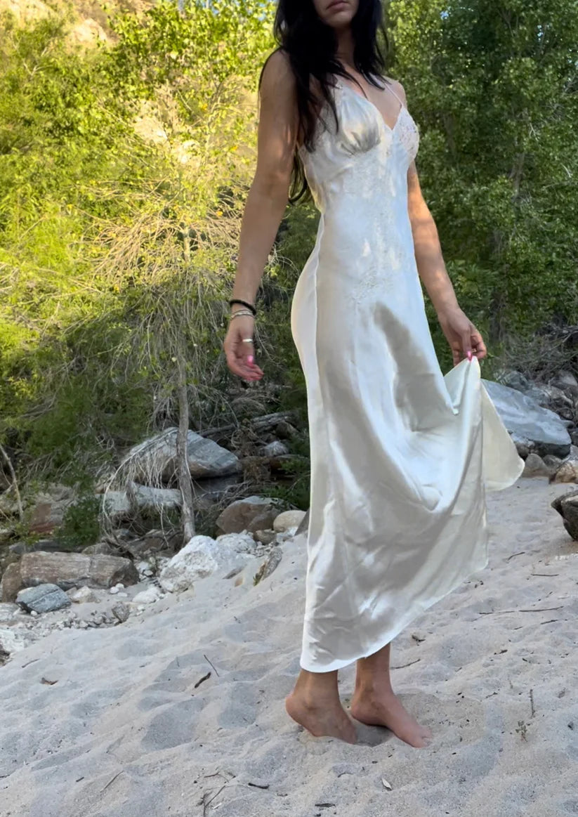 Ivory Stunning Floral Lace Adjustable Spaghetti-Shoulder Floor-Length Edgy Long Satin Cocktail Party Dress party dress nv4105