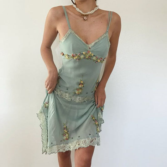 Blaues kurzes Chiffon-Heimkehrkleid mit Vintage-Blumenmuster, nv4476