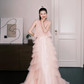Blush Pink 3D Floral Tiered Tulle Prom Dress, Two Piece Evening Gown  NV7287