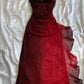 Burgundy shiny gradient fashion sling long tulle long prom dress evening dress party dress nv3575