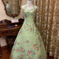 Mintgrünes Tüllkleid: Neckholder, 3D-Blumenstickerei, Prinzessinnenstil NV6396