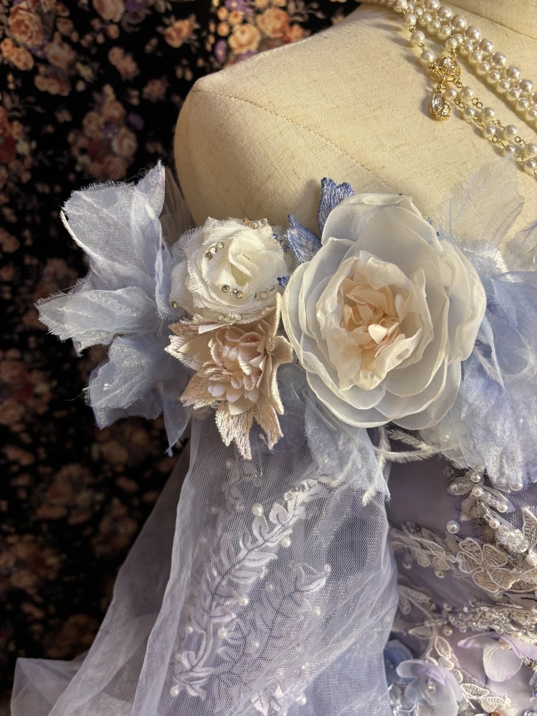 Purple Gorgeous Sweet Cute Exquisite Floral Beads Long Tulle Floor-Length Princess Ball Gown Evening Gown 16th Birthday Gown Adult Ceremony Gown nv4020