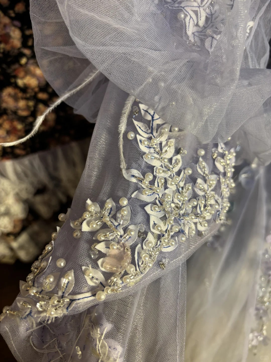 Purple Gorgeous Sweet Cute Exquisite Floral Beads Long Tulle Floor-Length Princess Ball Gown Evening Gown 16th Birthday Gown Adult Ceremony Gown nv4020