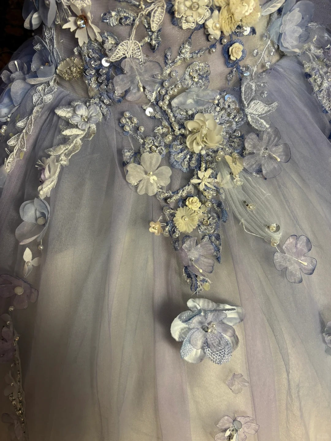 Purple Gorgeous Sweet Cute Exquisite Floral Beads Long Tulle Floor-Length Princess Ball Gown Evening Gown 16th Birthday Gown Adult Ceremony Gown nv4020