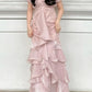 NiceVestidos--Pink lace chiffon long prom dress NV5831