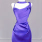 Lila Elegantes rückenfreies langes Satin-Ballkleid nv4964