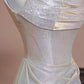 White shiny satin long floor-length ball gown evening dress nv5053