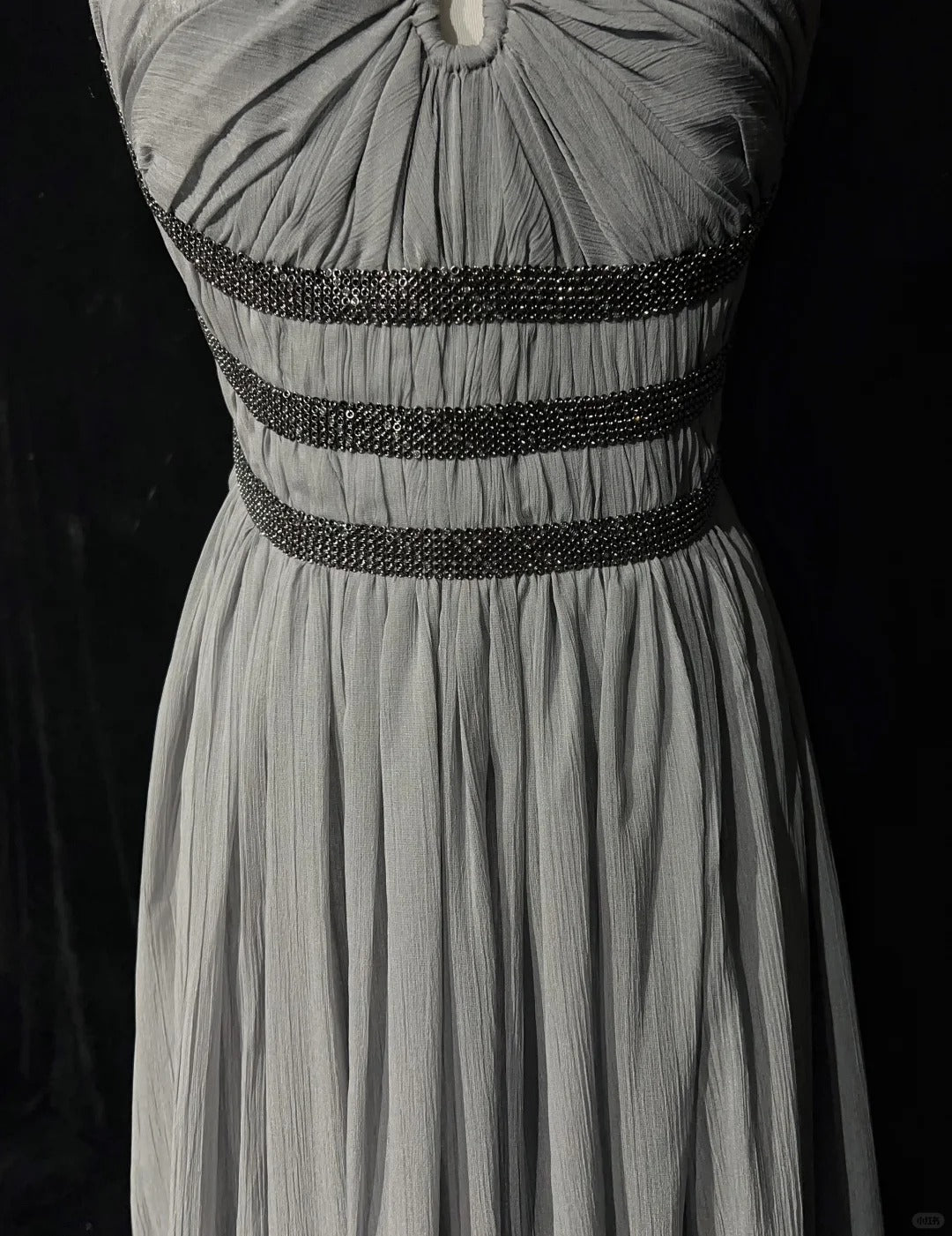 Grey Beaded Elegant Long Chiffon Prom Dres Evening Dress nv4928