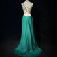 Green rhinestone beads elegant long satin Prom Dres evening gown nv4930