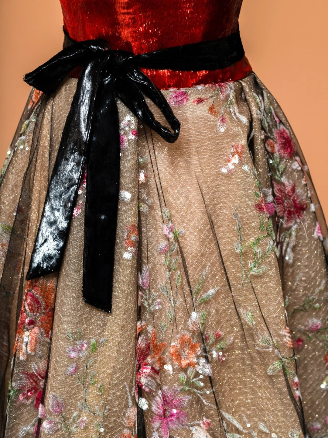 Red tube top floral elegant fashion long tulle Prom Dress evening dress party dress  nv4746