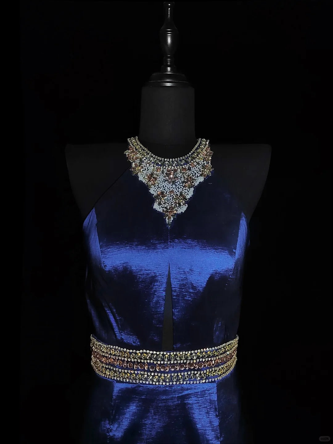 Blau Wunderschöne Elegante Mode Exquisite Edelstein Perlen Lange Meerjungfrau Schlank Satin Ballkleid Abendkleid Ballkleid nv3872