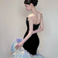 Black shiny gorgeous elegant satin long mermaid floor length ball gown evening dress nv4055