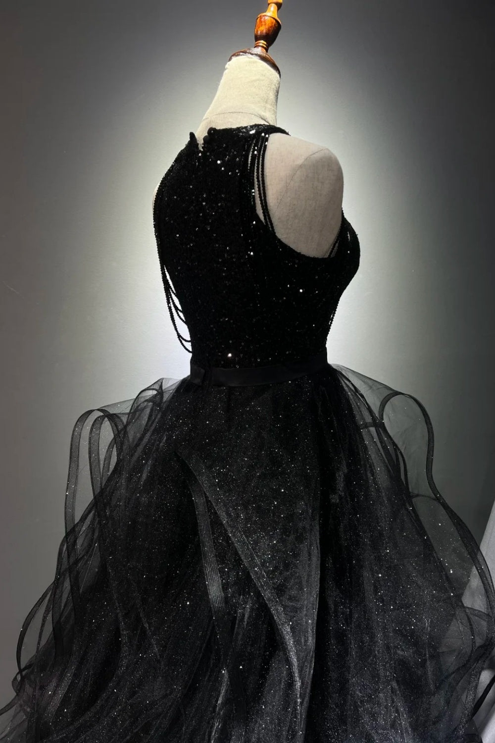 Black shiny long ball gown NV6624