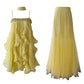 Yellow long/short chiffon tulle homecoming dress prom dress birthday party dress two piece suit nv4670