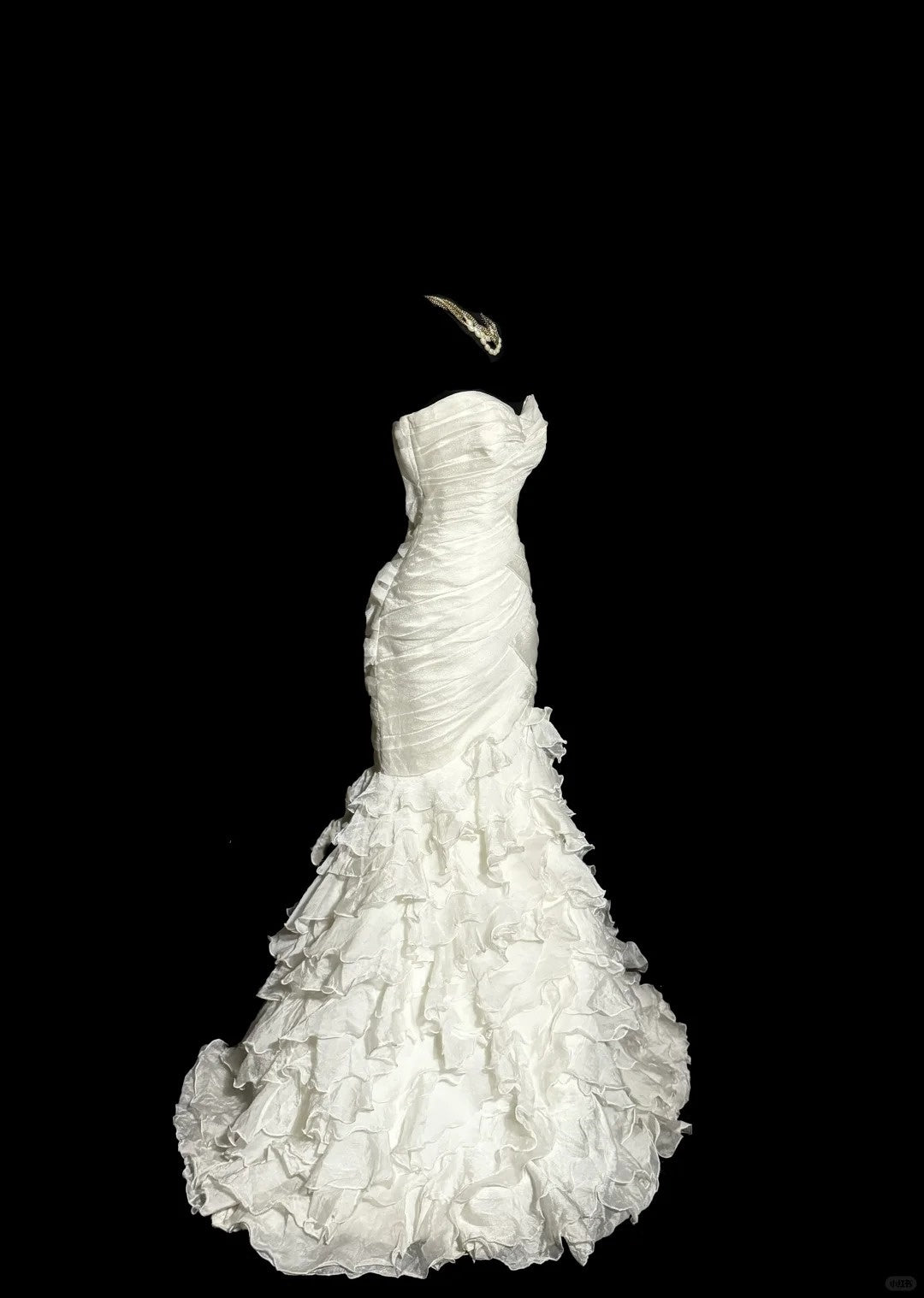 Ivory White Elegant Exquisite Long Tulle Mermaid Slim Floor Length Train Ball Gown Evening Gown Party Dress Wedding Dress nv4135