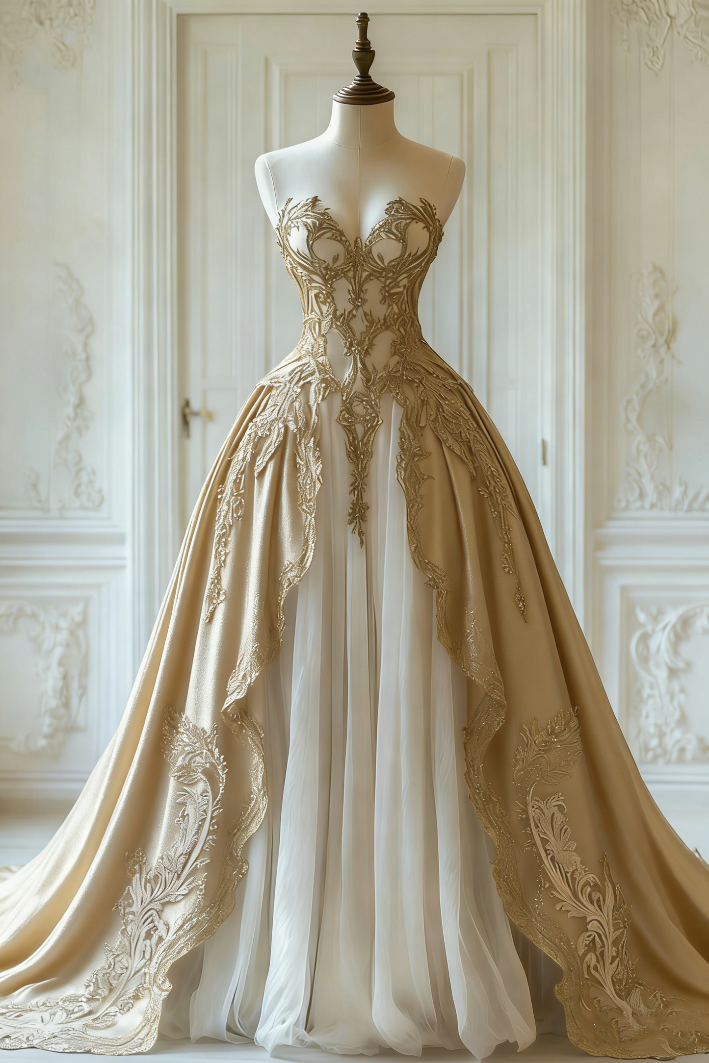 NiceVestidos-Black and White Lace Tulle Paneled Butterfly Sleeve Floor-Length Gothic Gown NV6172