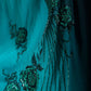 NiceVestidos--Vintage Beaded Glamorous Flowy Teal Gradient Elegant Artistic Floral Beaded Prom Dress NV5790