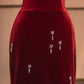Red Exquisite Beaded Long Velvet Mermaid Slim Prom Dress Evening Dress Party Dress nv4730
