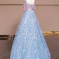 Pink Blue Beaded Long Tulle Floor Length Ball Gown Evening Dress nv5052