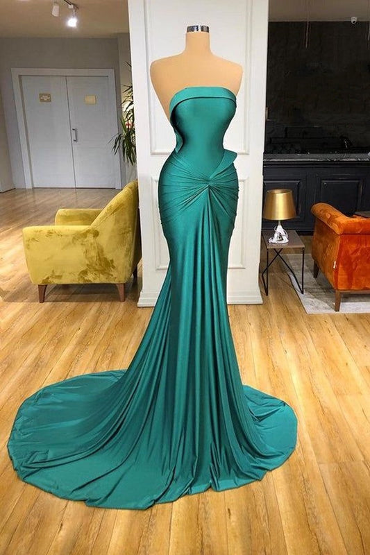 Grün Sexy Elegante Meerjungfrau Bodycon Lange Satin Bodenlangen Abendkleid Ballkleid Partykleid nv5111