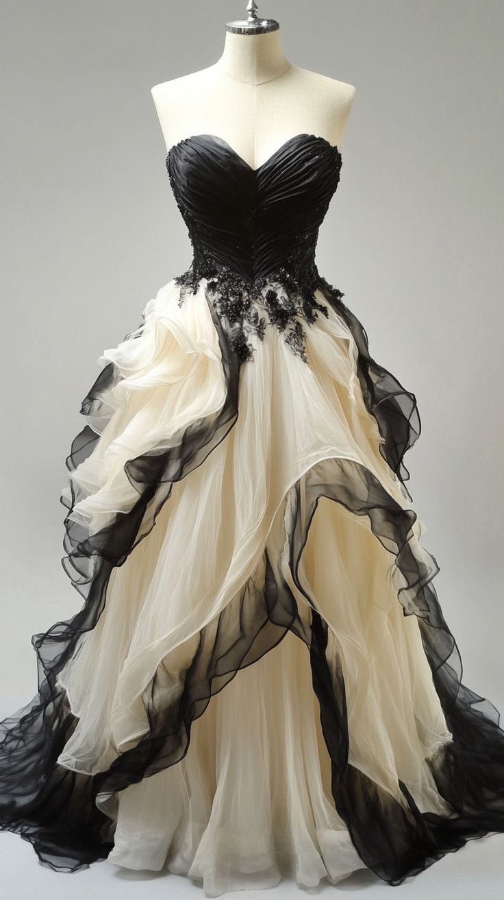 Black ivory vintage long tulle ball gown evening dress nv4908