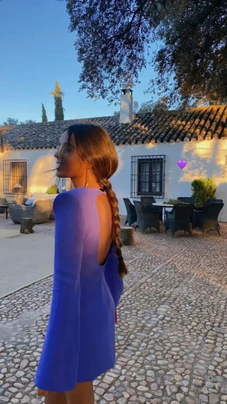 Purple fashion slim fit short mini party dress homecoming dress nv2085