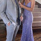Lila Elegantes Pailletten Meerjungfrau Langes Ballkleid Abendkleid Partykleid nv2434