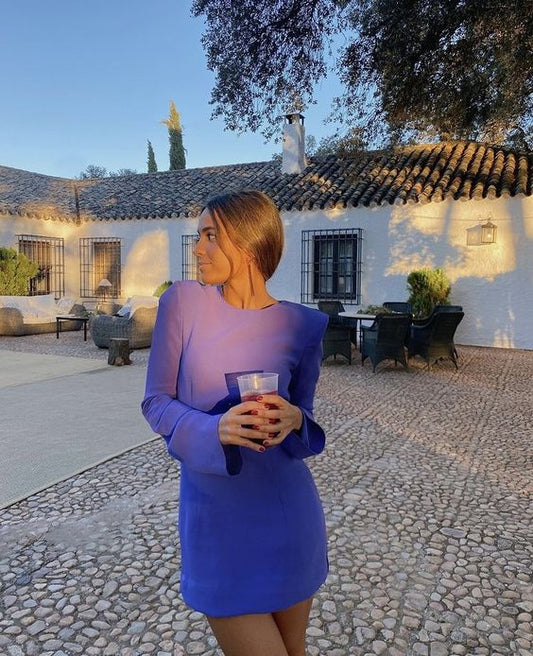 Purple fashion slim fit short mini party dress homecoming dress nv2085