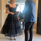 Black tulle A-line ball gown evening dress nv2161