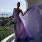 Lilac V-neck simple elegant chiffon long prom dress party dress evening gown nv2330