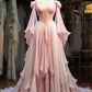 Pink Fashion Elegant A-line Long Tulle Floor-length Evening Dress Ball Gown Wedding Dress nv3837