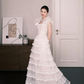 Tiered Cake Skirt Tulle Wedding Dress High Neck Bridal Gown  NV7272