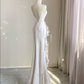 White Shiny Fashion Spaghetti Straps Long Satin Backless Long Ball Gown Evening Dress Party Dress nv3581