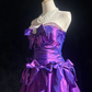 Strapless Purple Short Prom Dress Rhinestone Trim Satin Bows Voluminous Tulle Mini Formal Gown  NV6898