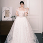 Puff Sleeve Lace Ballgown Wedding Dress Square Neck Bridal Gown  NV7267