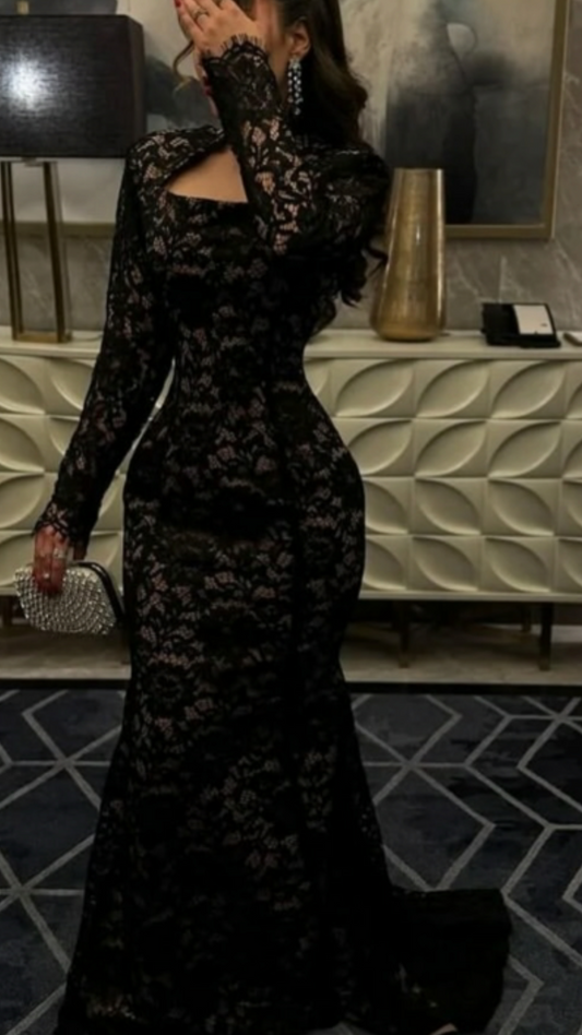 New Lace Fishtail Long-Sleeved Dress - Sexy And Mature Dress NV6328