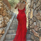 Red fashion spaghetti straps long Chiffon ruffled bodycon ball gown evening dress party dress nv3544