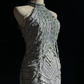 Halter Silver Grey Homecoming Dress Heavy Hand Beading Rhinestone Fringe Sheath Short Formal Gown  NV6886