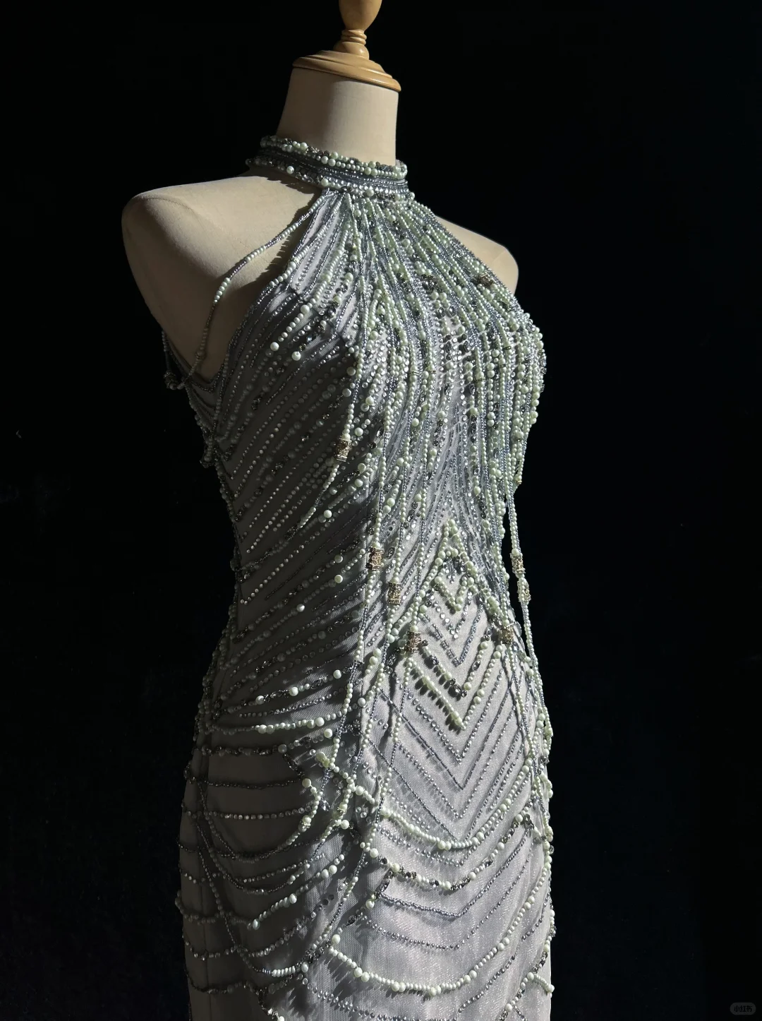 Halter Silver Grey Homecoming Dress Heavy Hand Beading Rhinestone Fringe Sheath Short Formal Gown  NV6886
