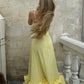 NiceVestidos--Light Yellow Spaghetti Strap Ruffled Hem French Elegant Midi Party dresses Evening Dress  NV5902