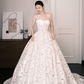 Strapless Lace A Line Wedding Dress Floral Cutout Long Train Bridal Gown  NV7207
