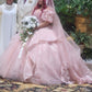NiceVestidos - Robe de mariée longue en dentelle florale rose exquise NV5832