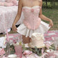 Pink Sweet Fashion Short Lace Homecoming Dress Birthday Party Dress nv4886